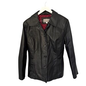 Croft & Barrow Genuine Leather Button Front Quilted Lined Jacket Size Large